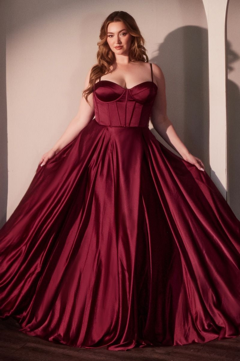 A-Line Satin Corset Bodice Gown  (CD337C)
