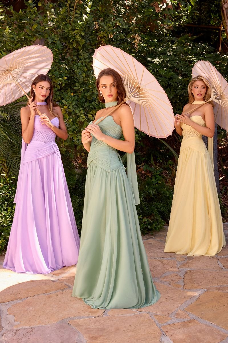 A-line Gown With Pleated Bodice and Chiffon Scarf (CD395)
