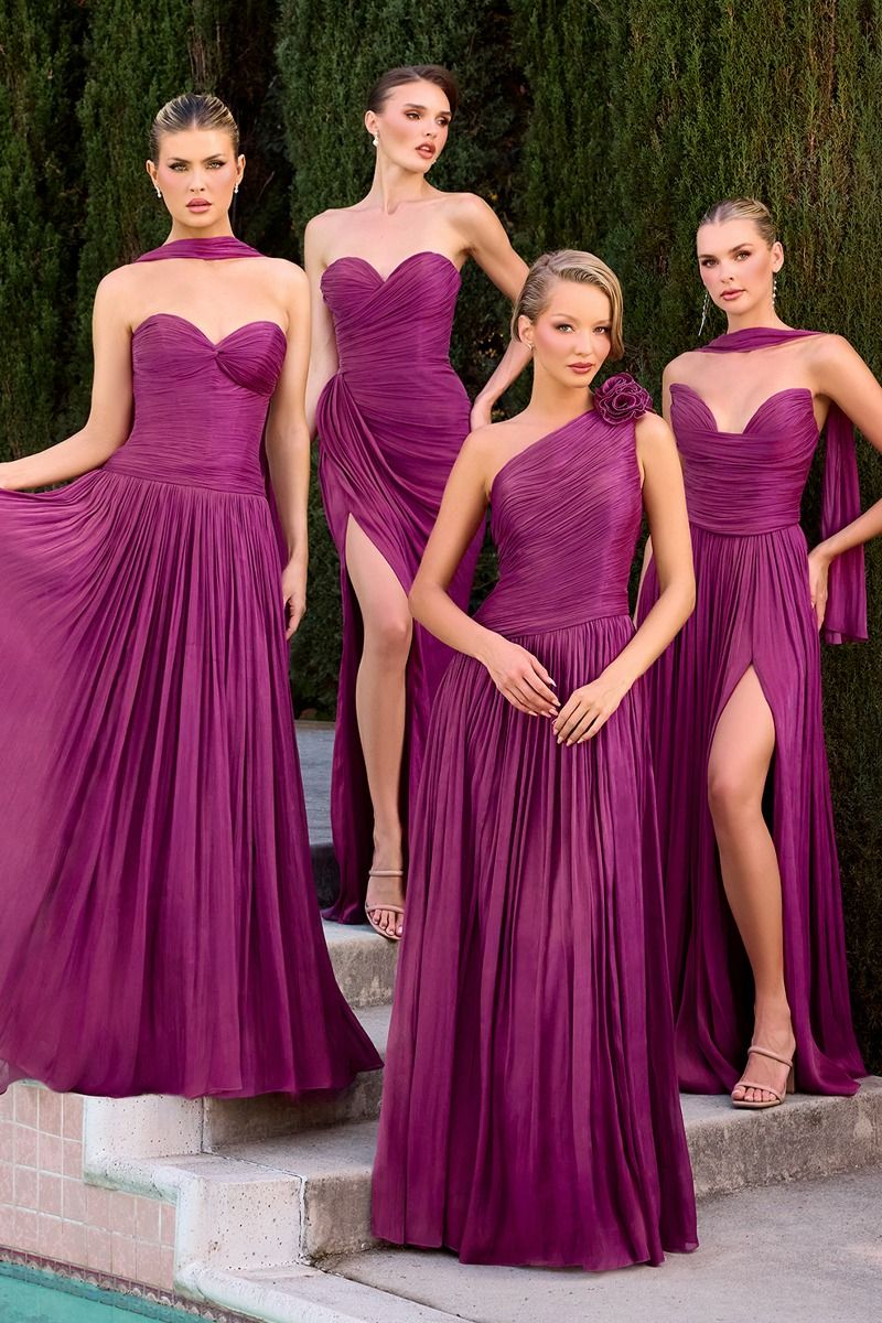 Exquisite Strapless Sweetheart Chiffon Slit Gown (CD410)