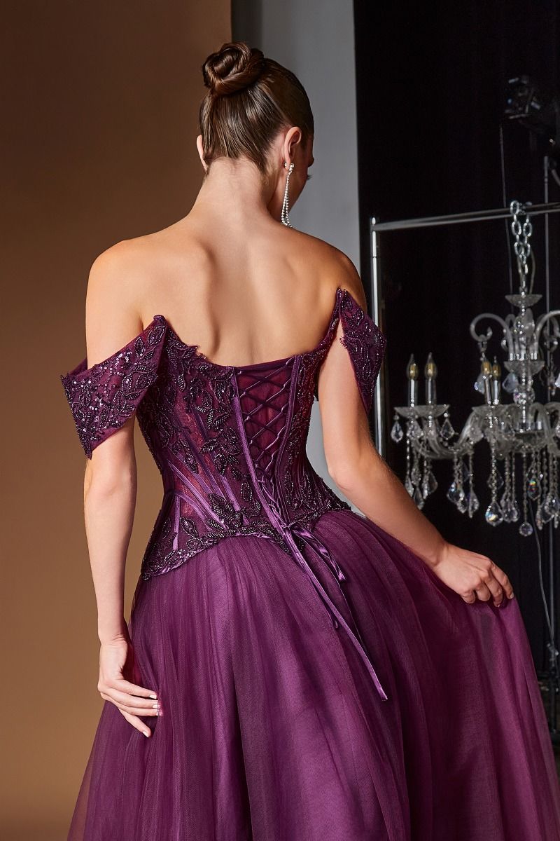 Off The Shoulder Layered Tulle Ball Gown (CD657)