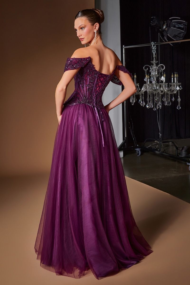 Off The Shoulder Layered Tulle Ball Gown (CD657)