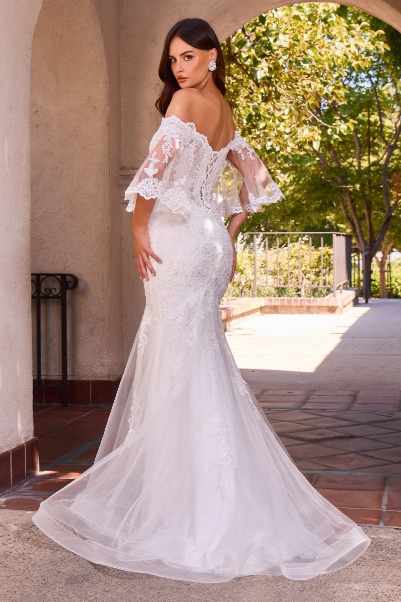 Off The Shoulder Lace Mermaid Wedding Gown (CD659W)