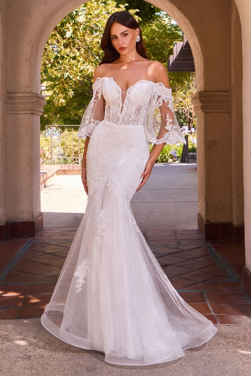 Off The Shoulder Lace Mermaid Wedding Gown (CD659W)