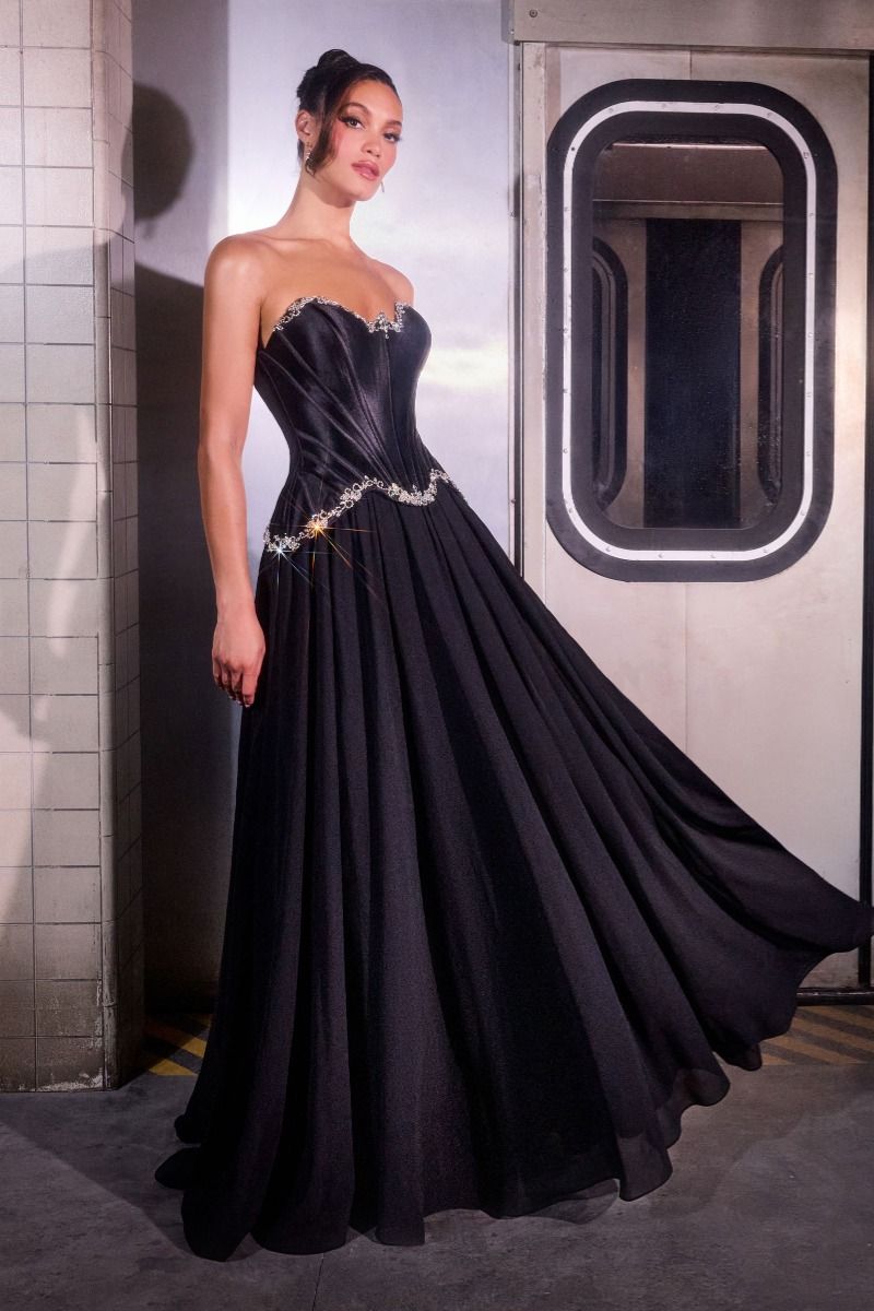 Regal Strapless Satin Corset with Chiffon Ball Gown (CD668)