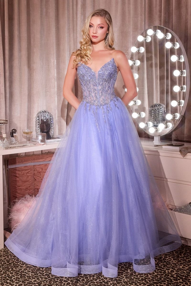 A-Line Evening Gown With Dazzling Crystal Beadwork (CD721)