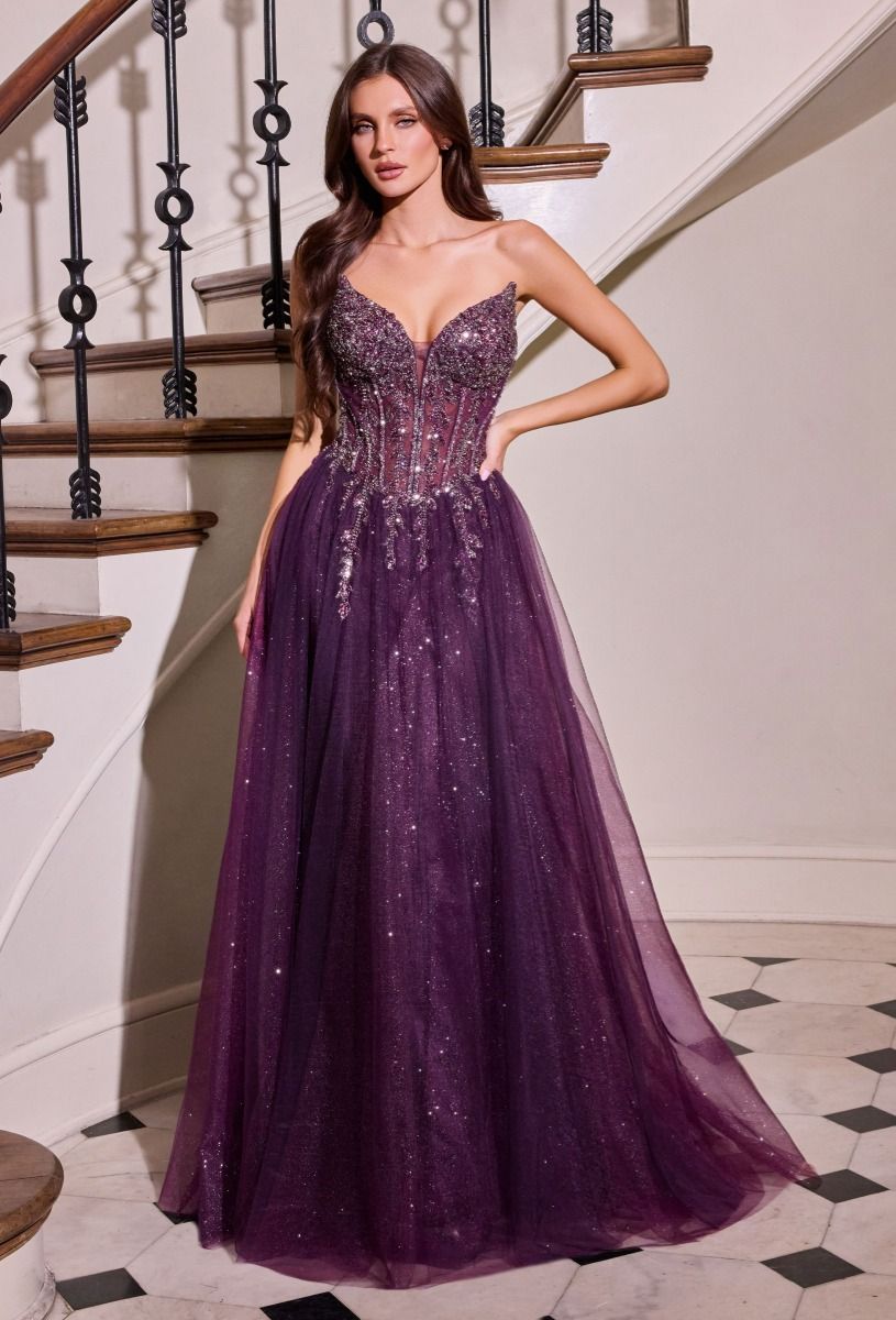 A-Line Evening Gown With Dazzling Crystal Beadwork (CD721)