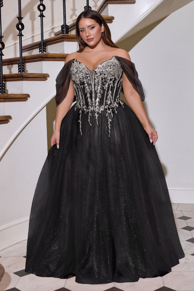 Radiant Off the Shoulder Beaded Corset A Line Tulle Gown (CD721C)