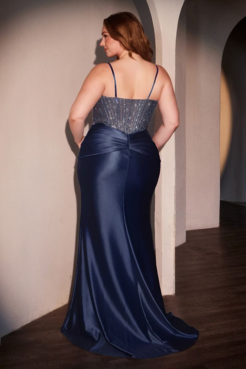 Fitted Satin Embellished Dress (CD752C)