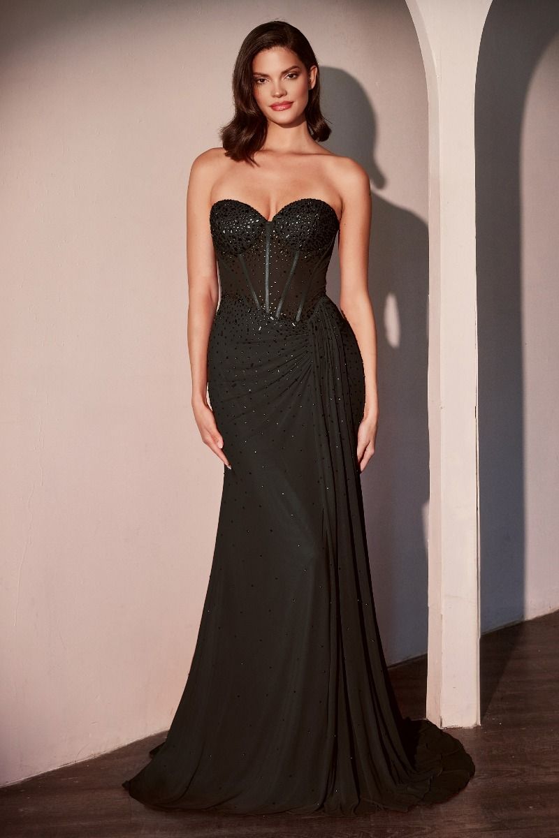 Radiant Strapless Sweetheart Rhinestone Corset with Fitted Gown (CD770)