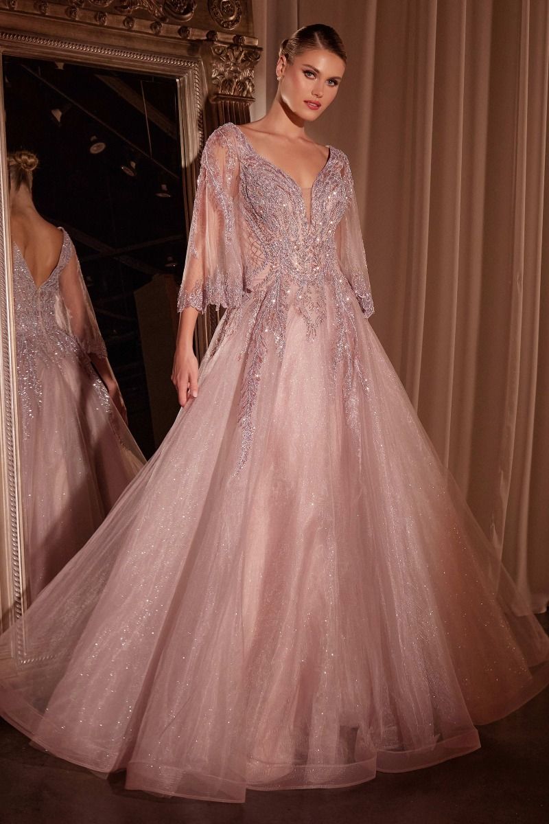 Bell Sleeve Layered Tulle & Lace Ball Gown (CD784) Bell Sleeve Layered Tulle & Lace Ball Gown (CD784)