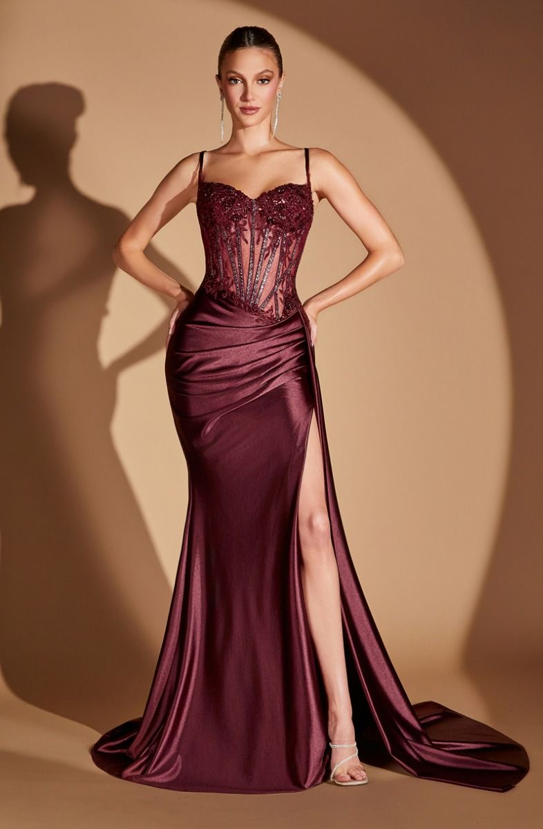 Embellished Lace & Satin Fitted Gown (CD868)
