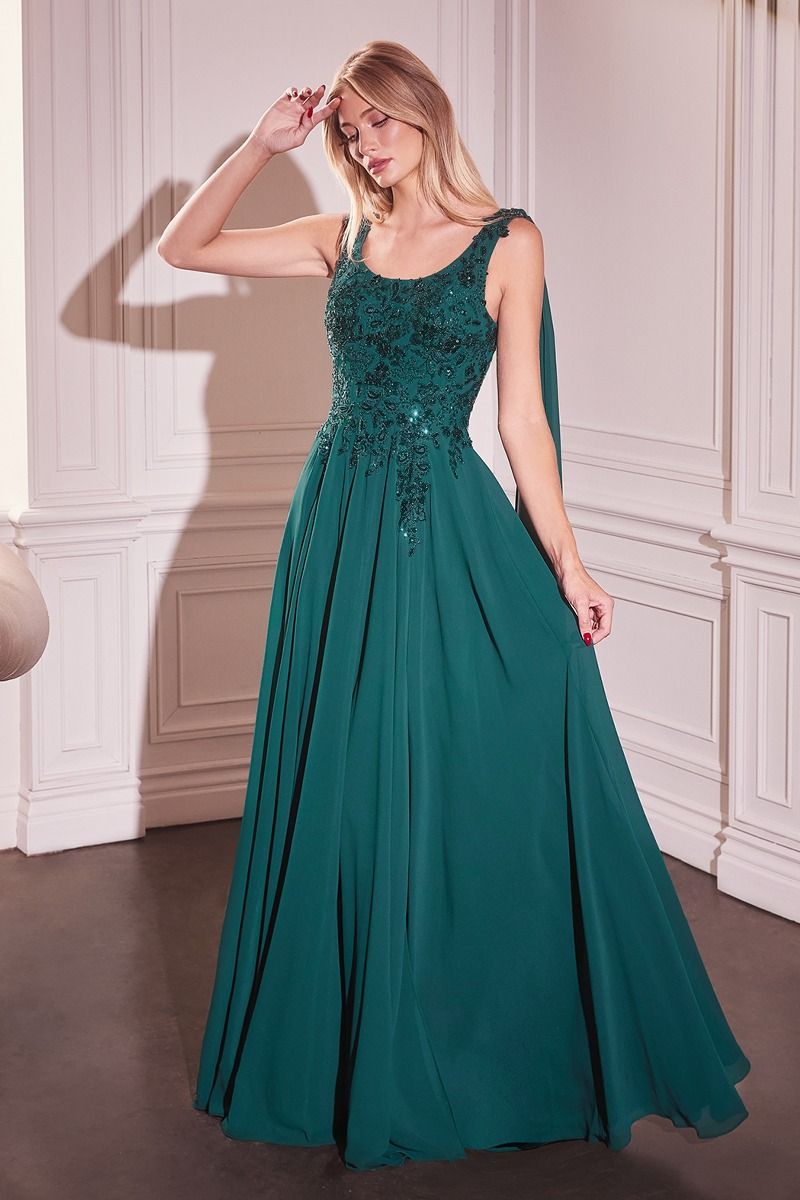 Chiffon A-Line Gown & Long Cape Sleeves (CDS509) Chiffon A-Line Gown & Long Cape Sleeves (CDS509)