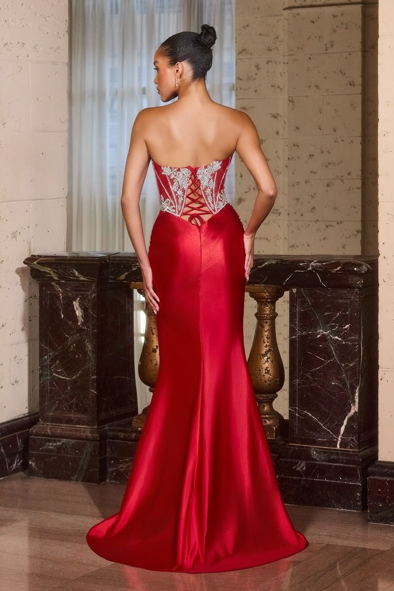 Strapless Fitted Satin Sweetheart Dress (CDS546)