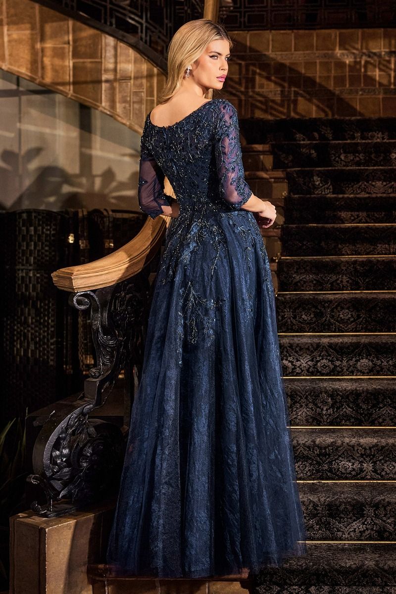 Refined Lace Bodice with High Neckline and A Line Tulle Skirt (CK2401)