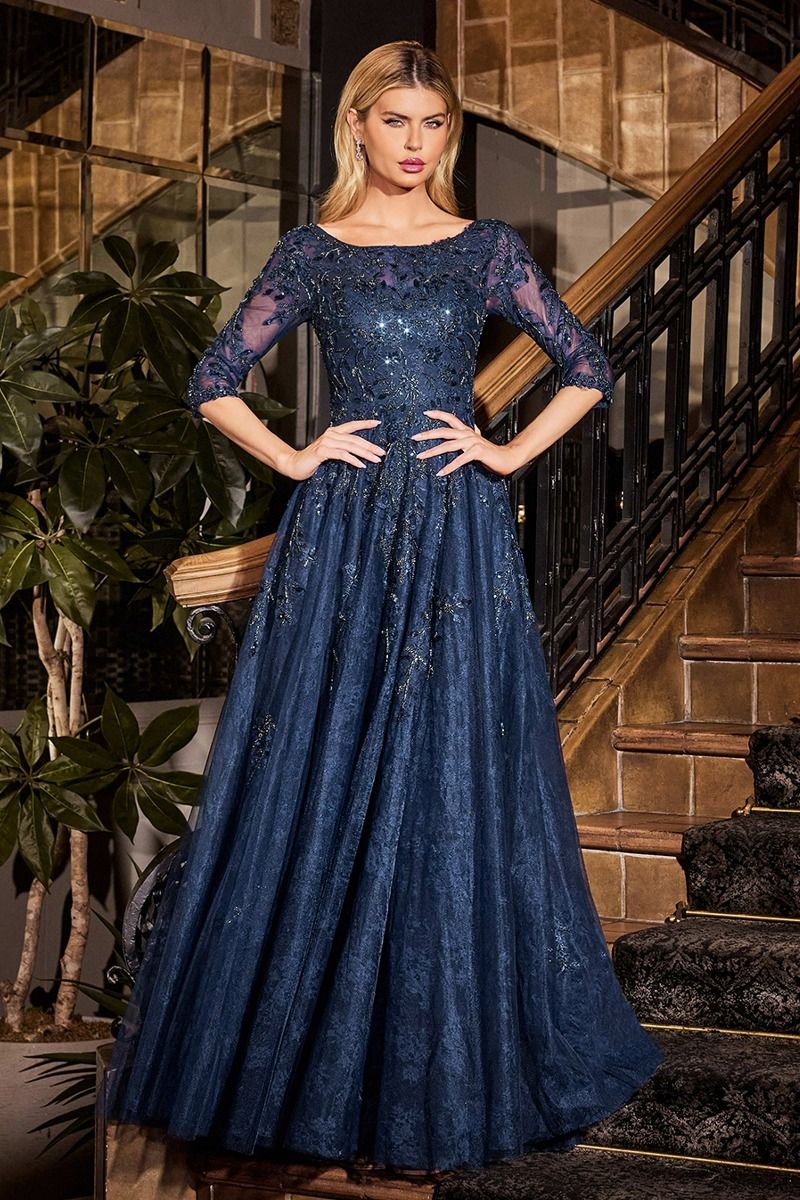 Refined Lace Bodice with High Neckline and A Line Tulle Skirt (CK2401)