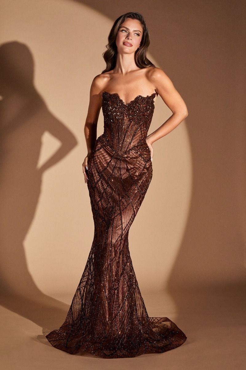 Strapless Sweetheart Sequined Fitted Gown (J888)