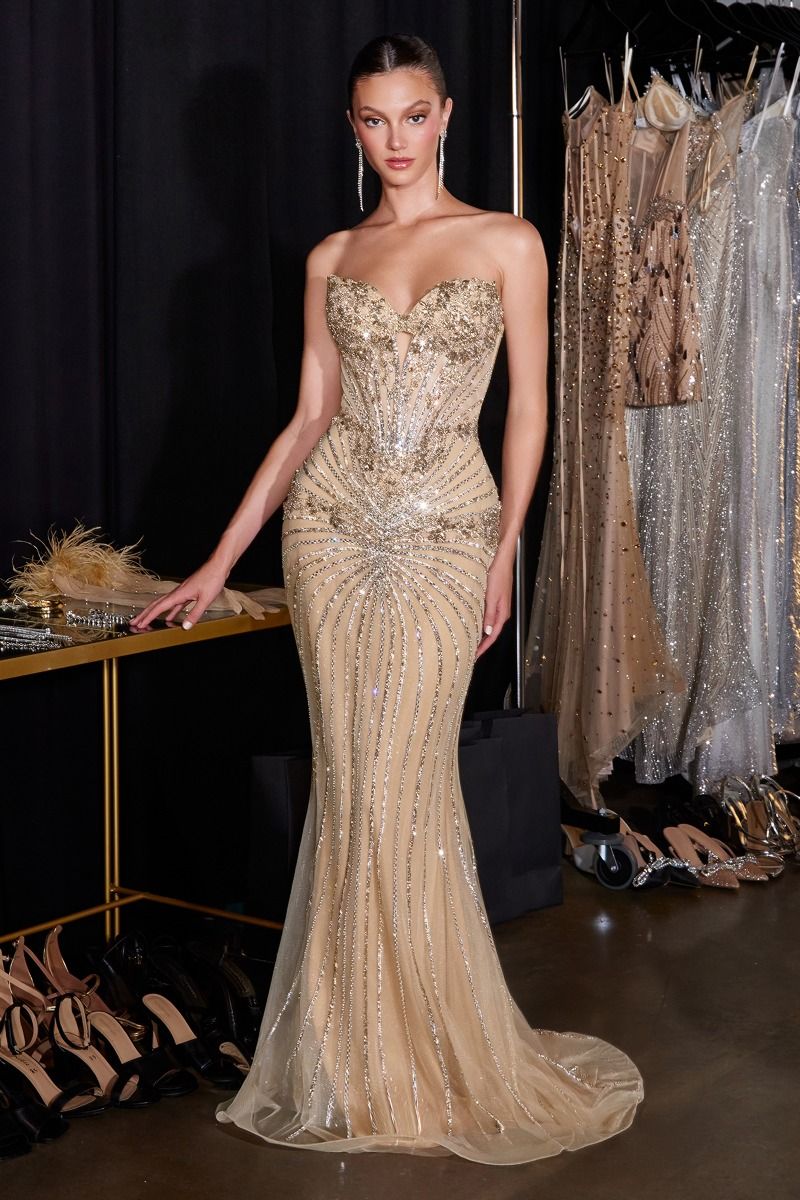Sweetheart Crystal Beaded Corset Mermaid Gown (KV1139)