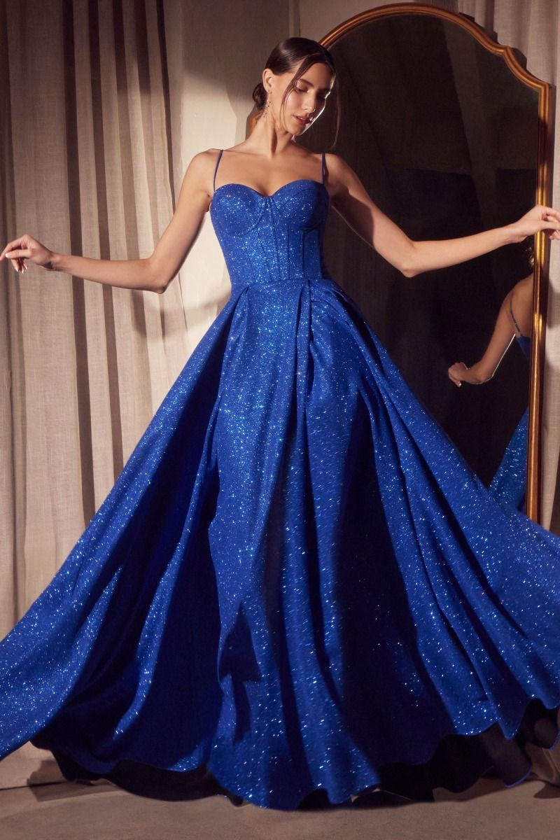 Sweetheart Glitter A-Line Corset Gown with Pleated Skirt (T706)