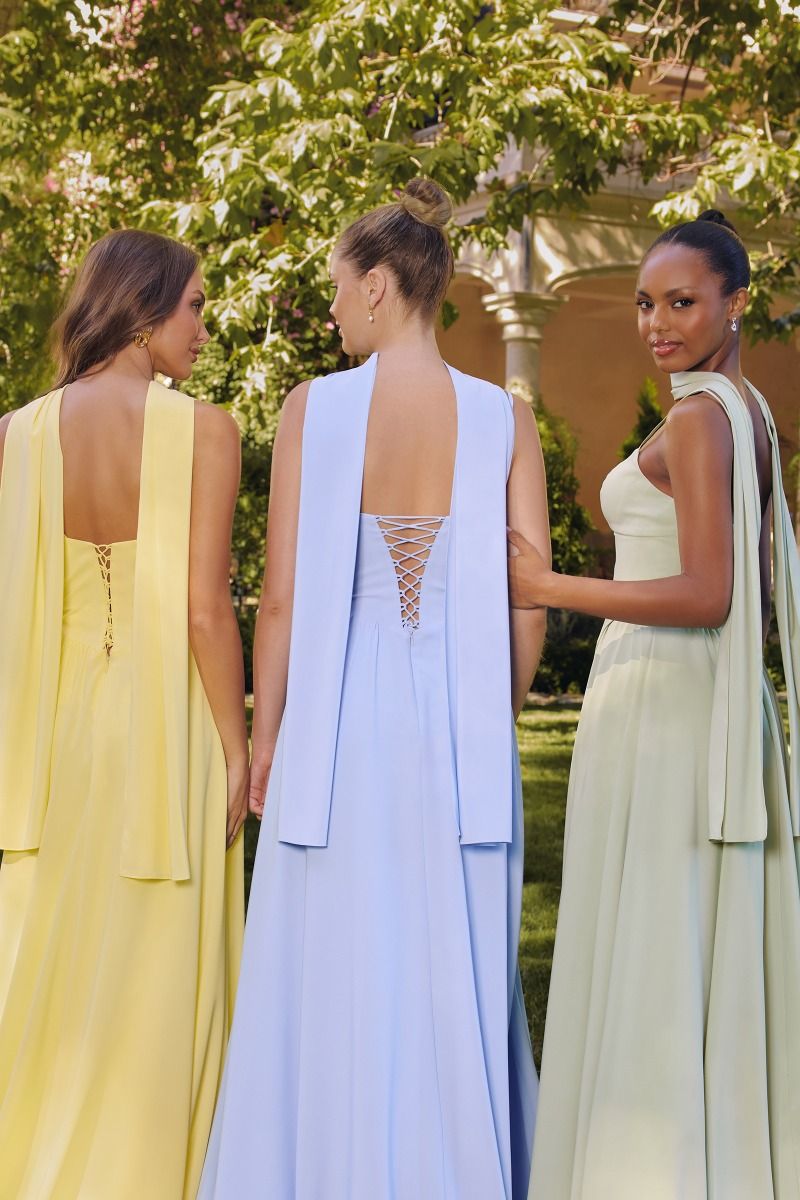 Pointed Sweetheart Chiffon A-Line Gown with Lace-Up Back (T711)