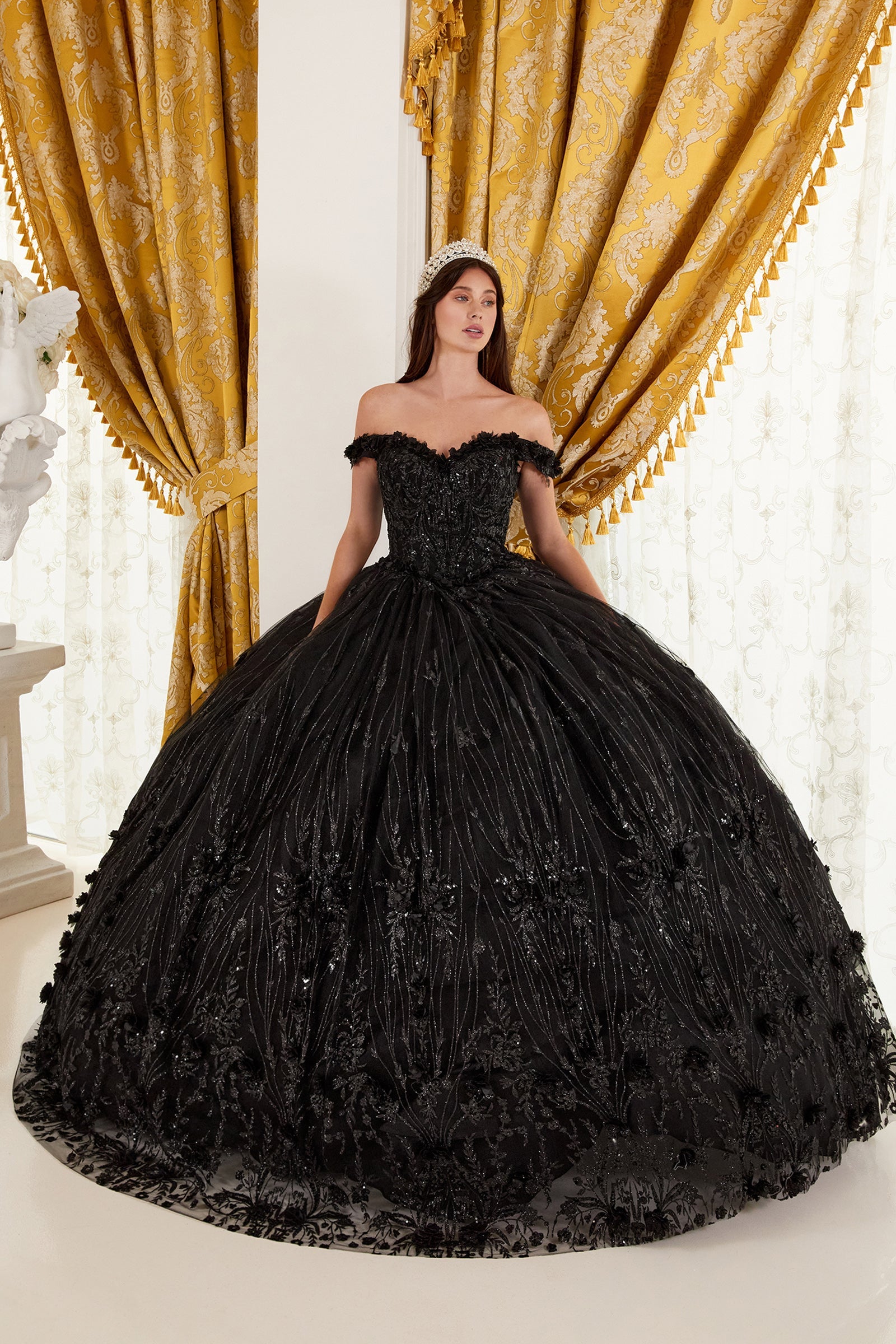 Off The Shoulder Quinceanera Floral Ball Gown (15704)