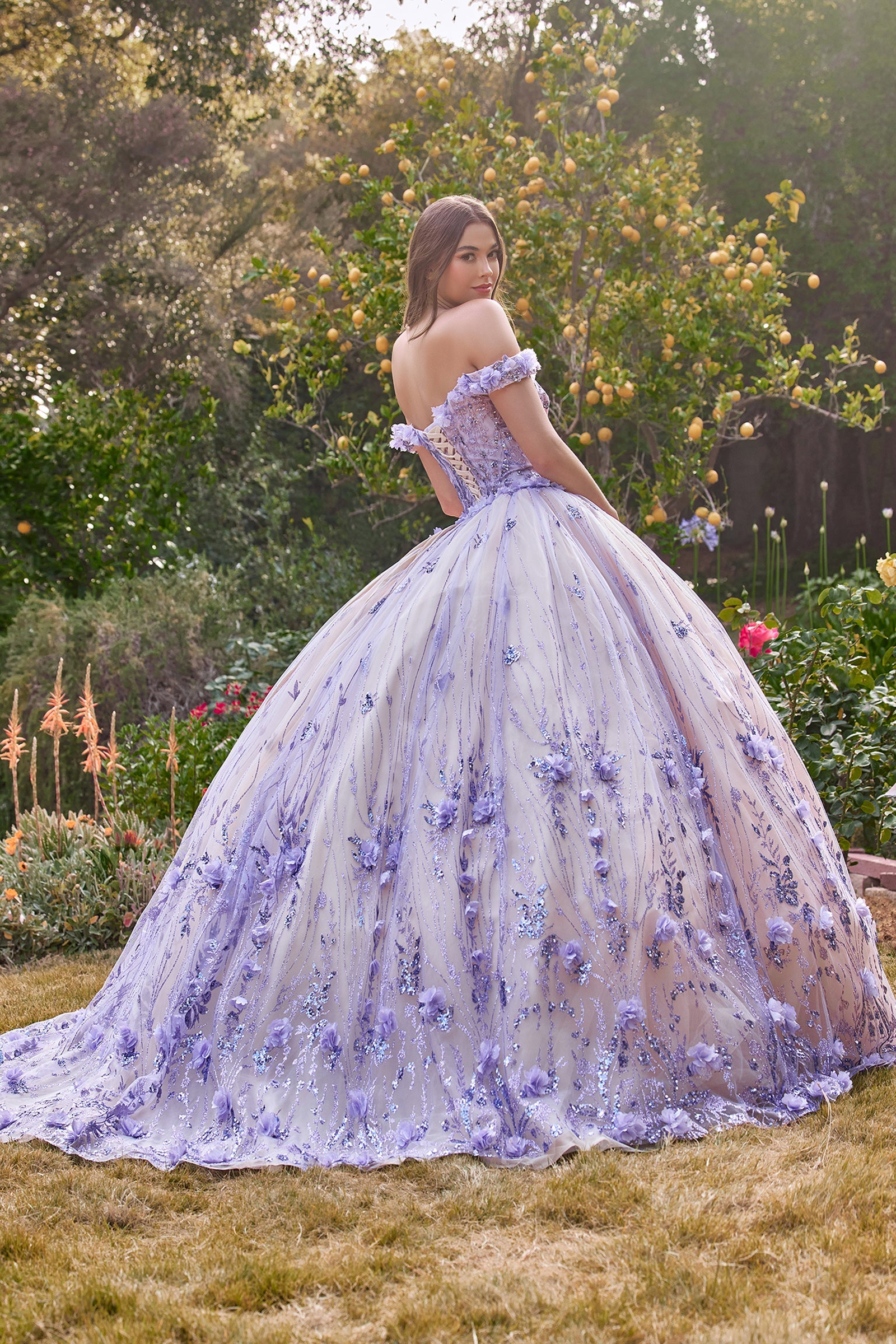 Off The Shoulder Quinceanera Floral Ball Gown (15704)