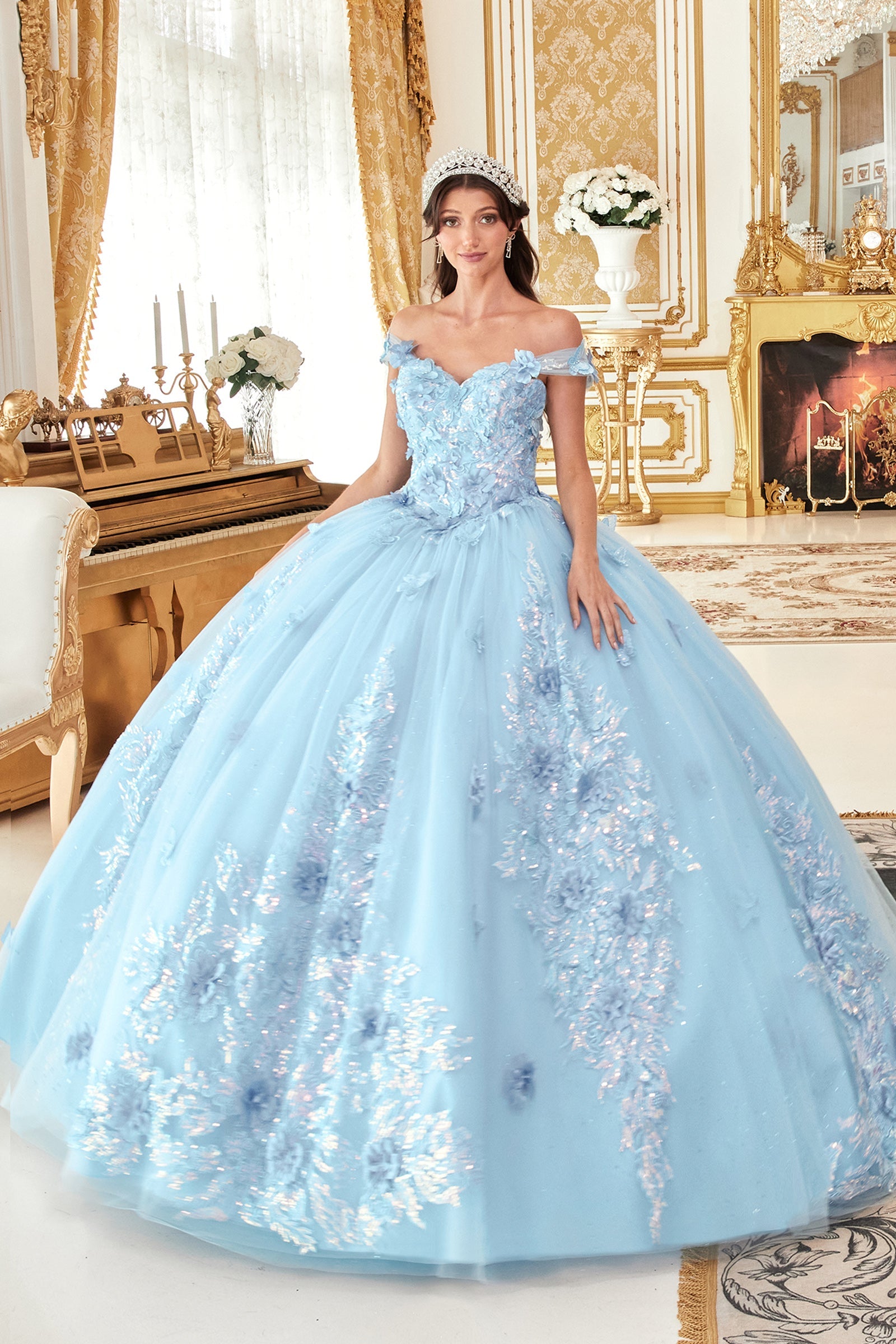 Off The Shoulder Applique Ball Gown (15713)