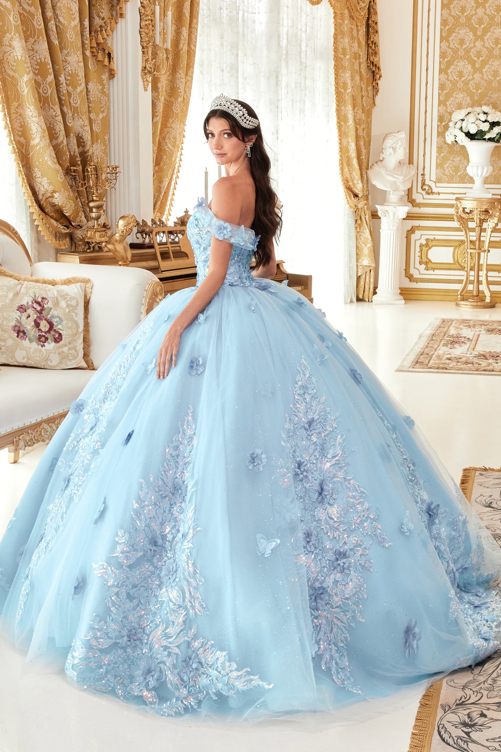 Off The Shoulder Applique Ball Gown (15713)