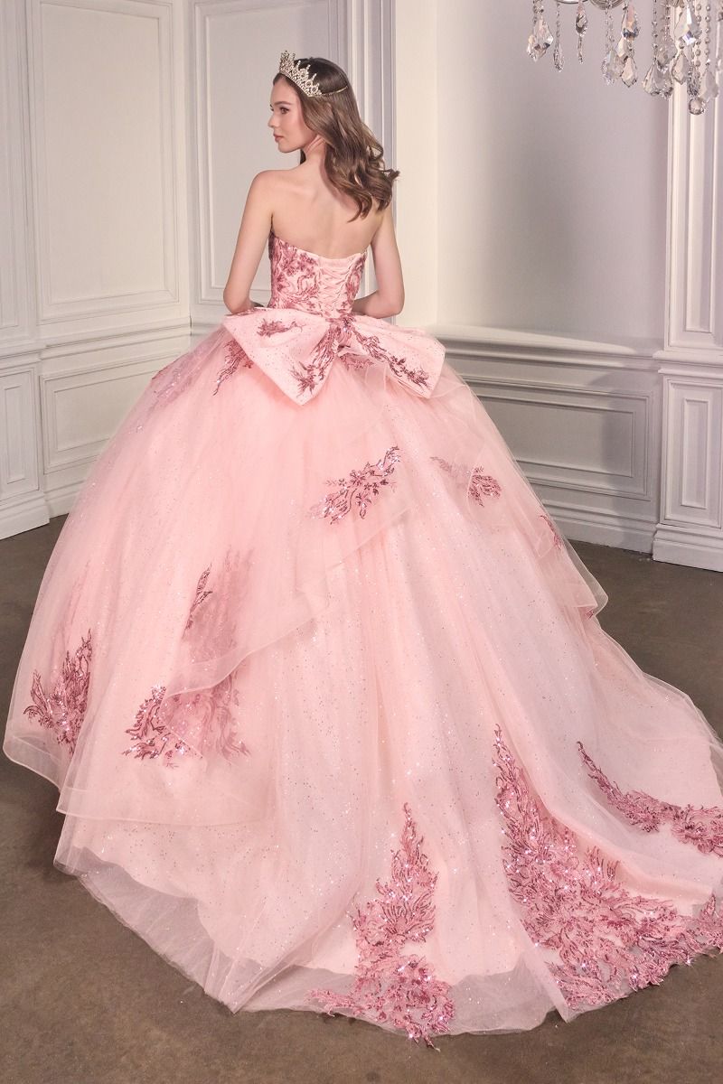 Strapless Layered Ball Gown With Bow Detail (15715)