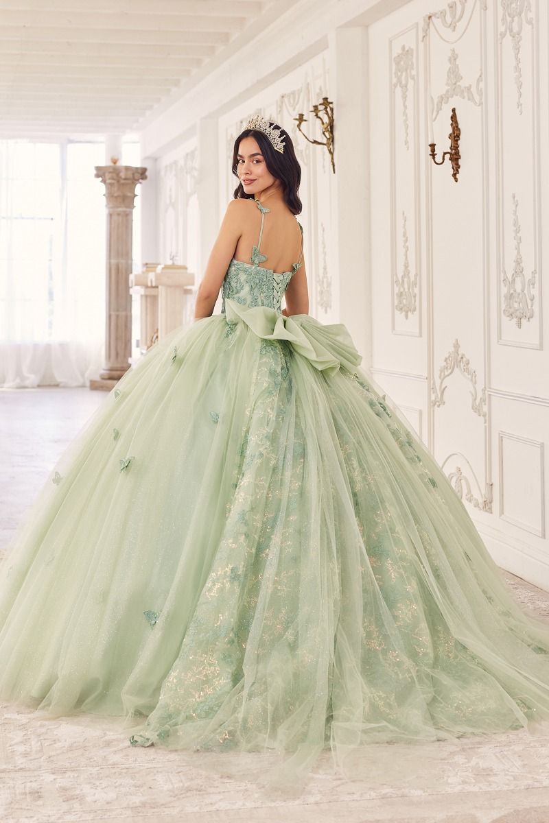 Sage Layered Tulle Ball Gown (15718)