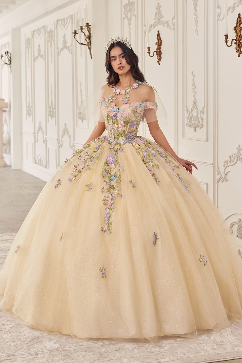 Multi Colored Floral Ball Gown (15724)