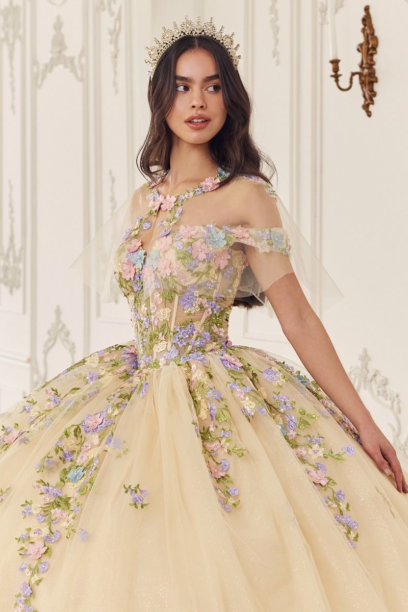 Multi Colored Floral Ball Gown (15724)