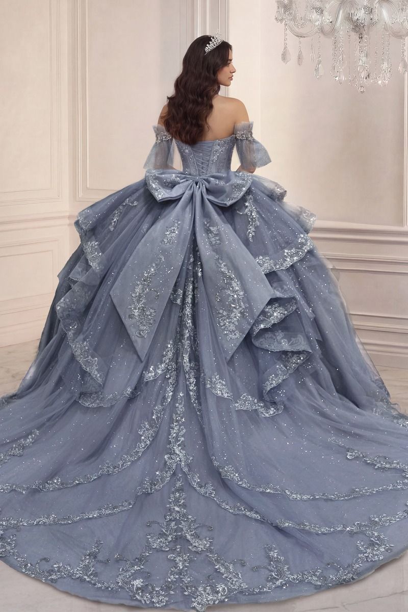 Quinceañera Tiered Ball Gown With Halter Neckline (15741)