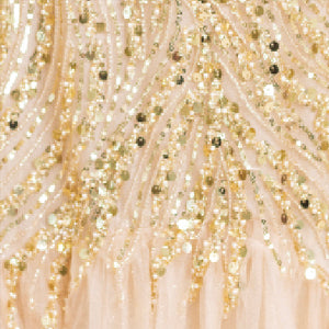 Spaghetti Strap Sequined Prom Dress with Sheer Overlay and Flared Skirt (4468)