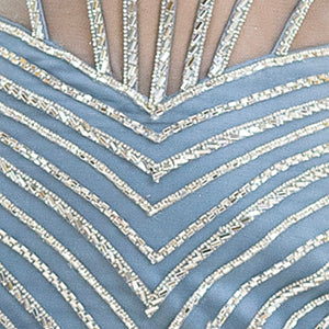 Beaded Corset Top Prom Dress with Off the Shoulder Sleeves and High Slit Skirt (4517)