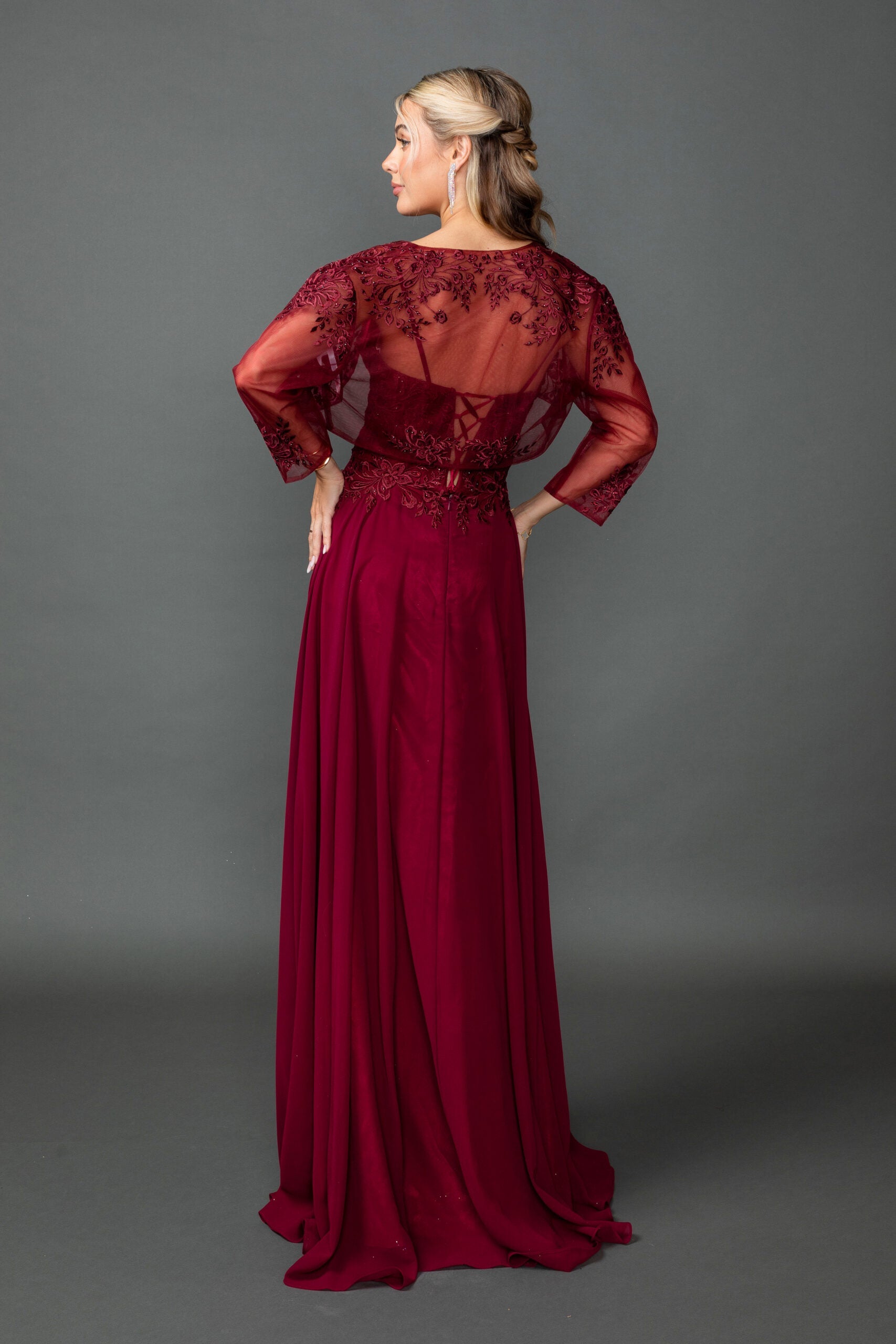 Sweetheart Chiffon A-Line Gown with Embroidered Bodice and Matching Bolero Jacket (4542)