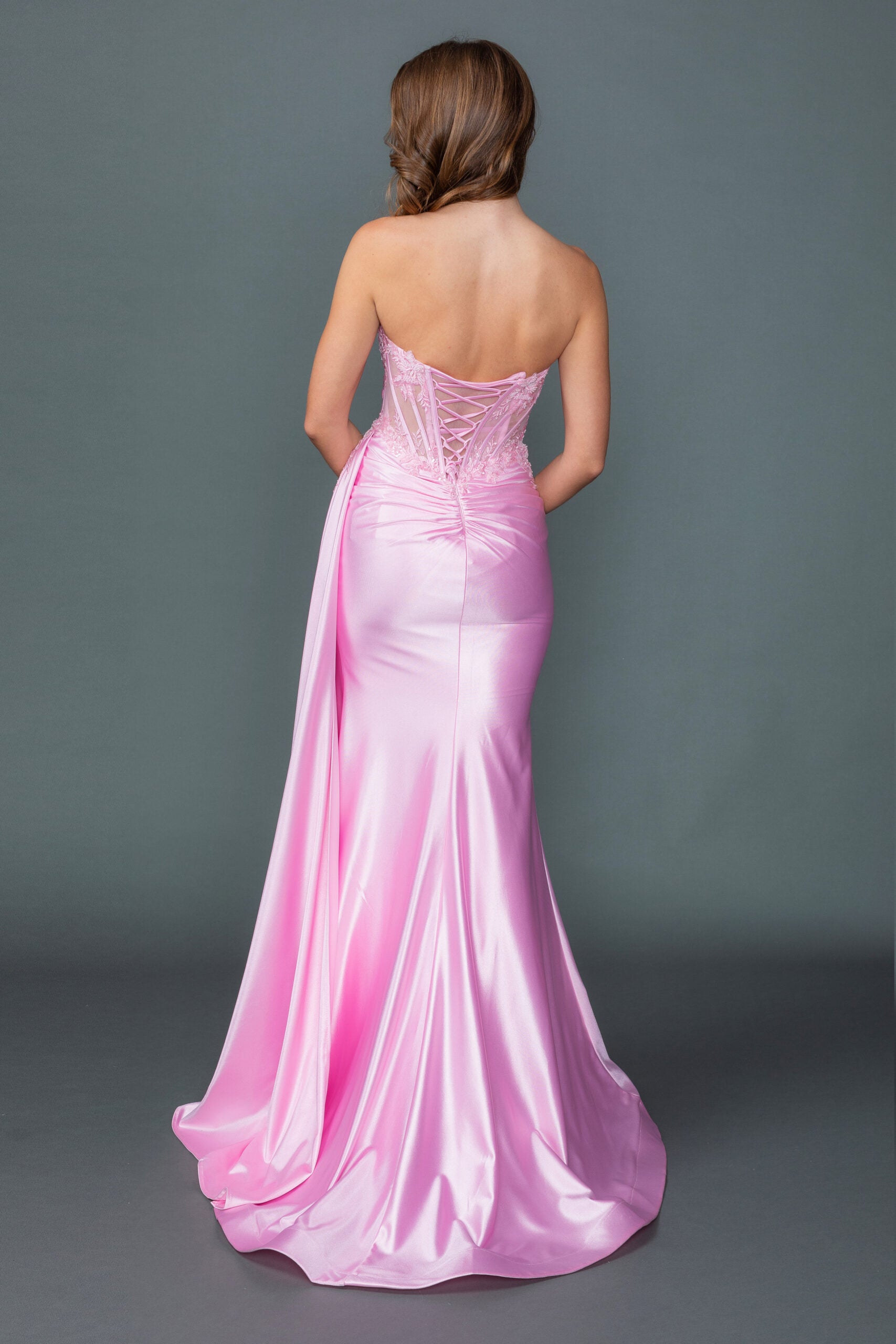 Sweetheart Illusion Corset Mermaid Prom Dress with Glitter Embroidery (4603)