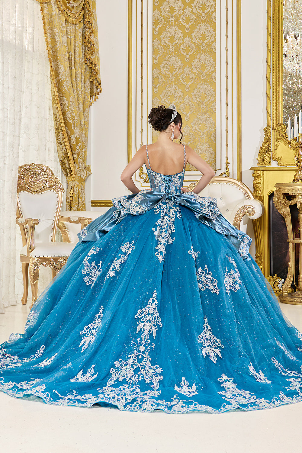 Off Shoulder Sweetheart Corset Ball Gown with Crystal Embellishment (5125)