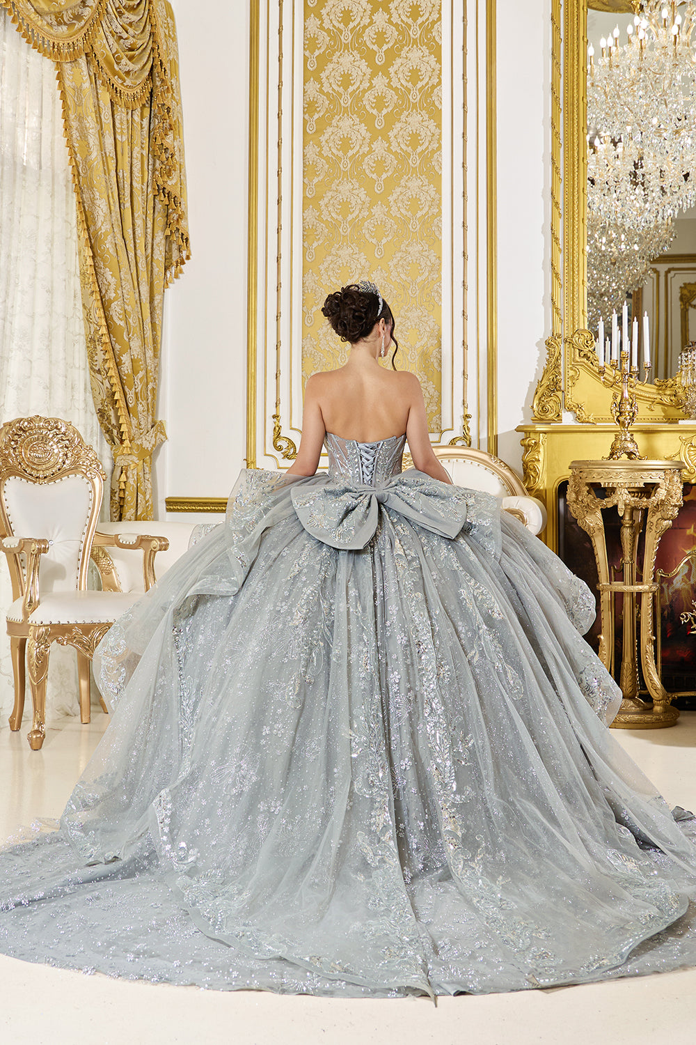 Strapless Sweetheart Beaded Corset Ball Gown with Layered Tulle Skirt (5133)