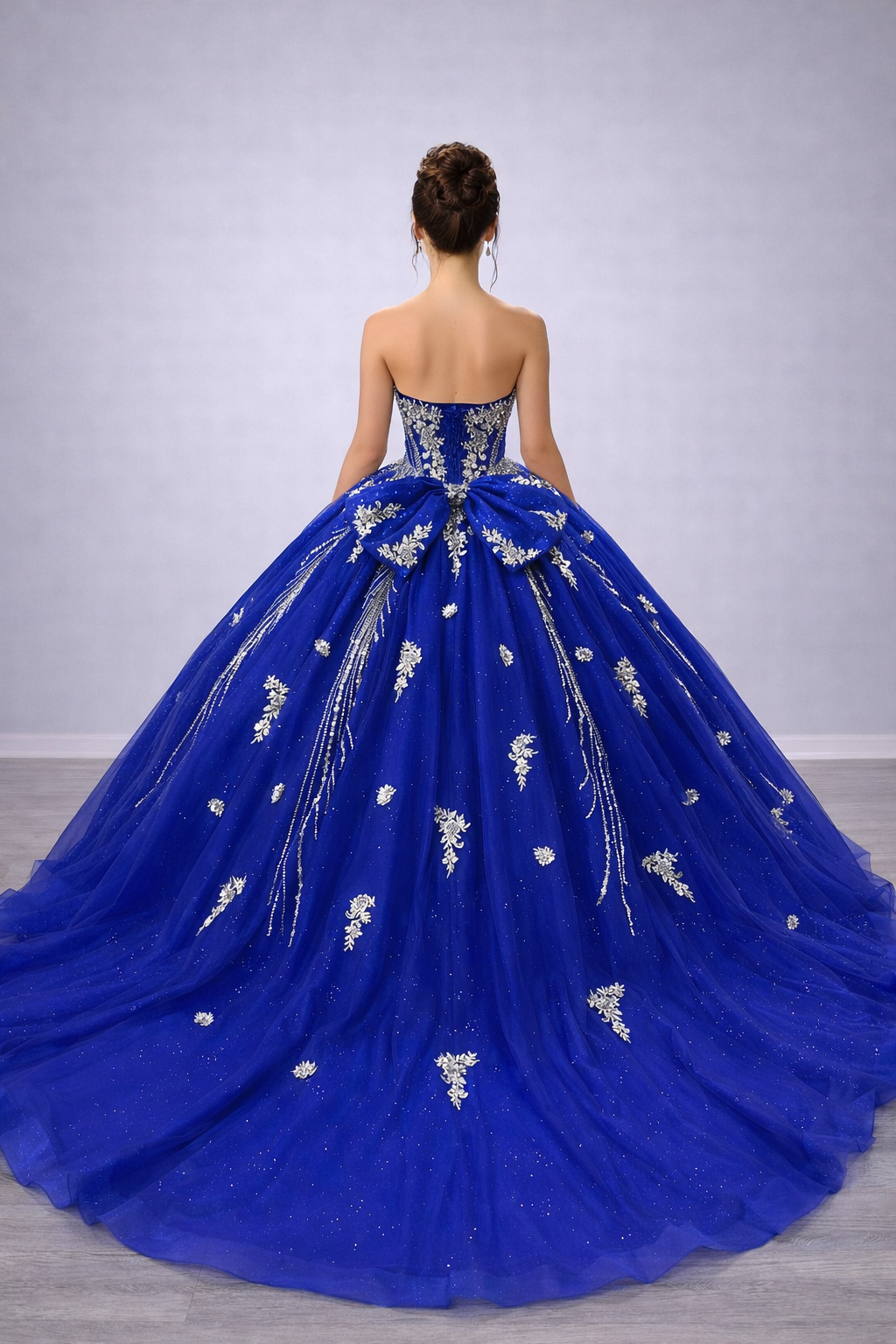 ff Shoulder Sweetheart Beaded Corset Ball Gown with Embroidered Applique and Layered Tulle Skirt (5183)