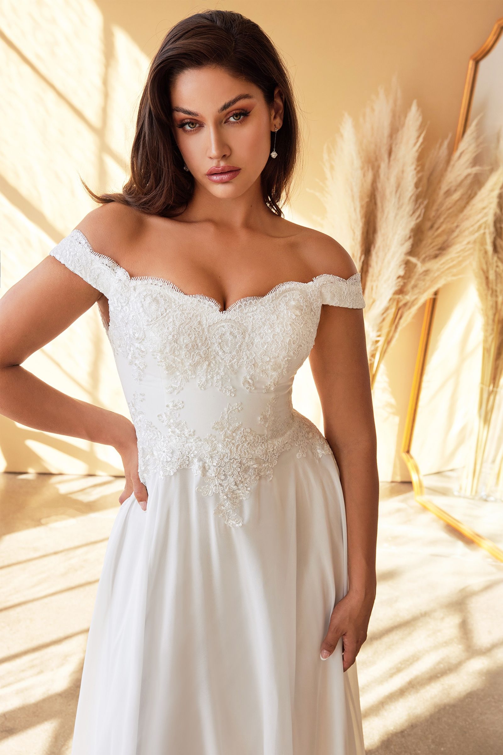 Lacelet Off The Shoulder Bridal Gown (7258W)