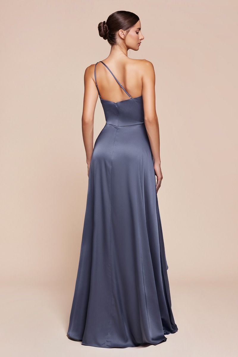 One Shoulder Satin A-Line Dress (7450)