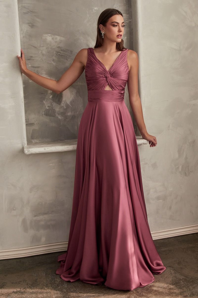 A-Line Satin Keyhole Dress (7497)