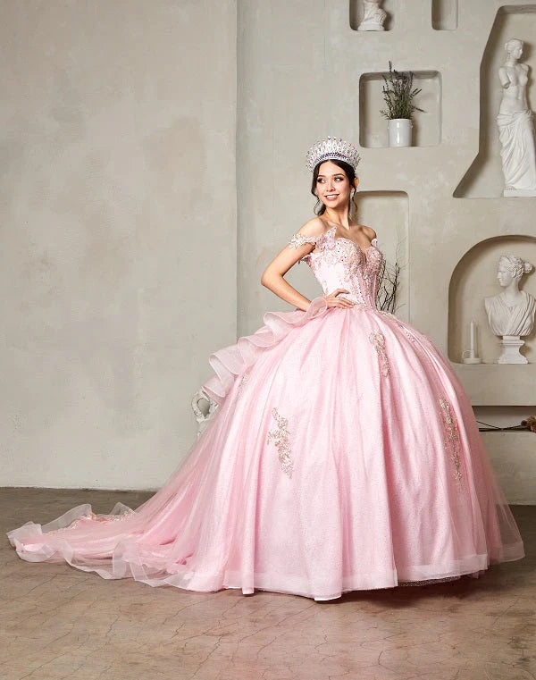 Enchanting Off-Shoulder Butterfly Corset Ball Gown with Regal Train (SCL-30034)