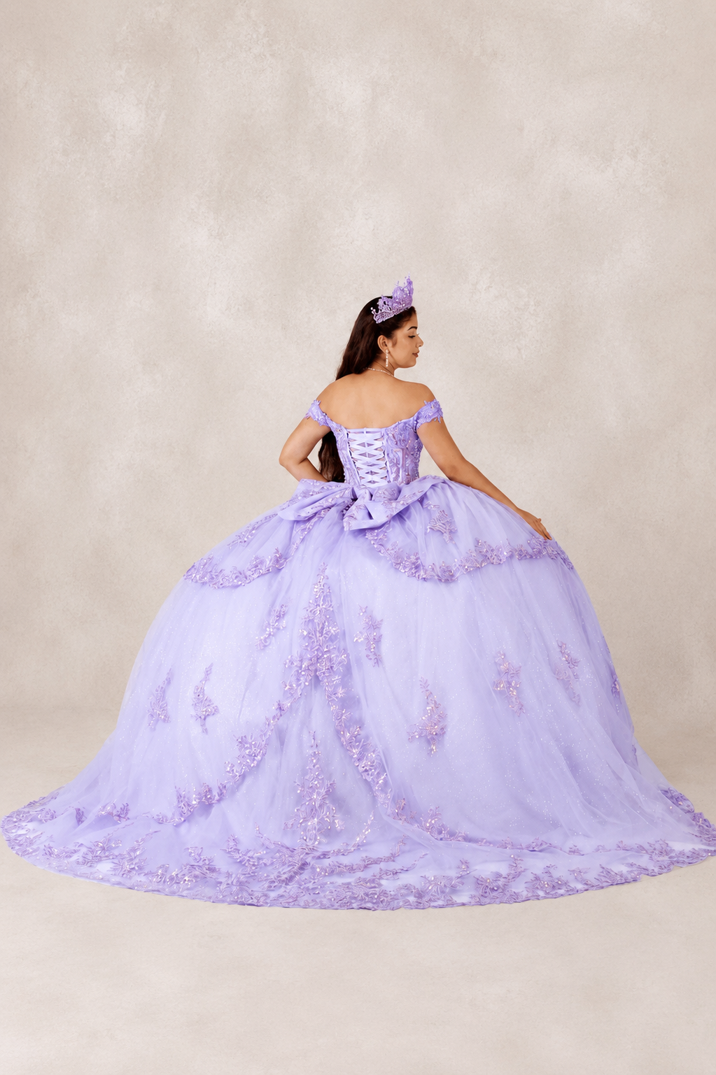 Regal Off-Shoulder Embroidered Ball Gown with Layered Overskirt (SCL-30040)
