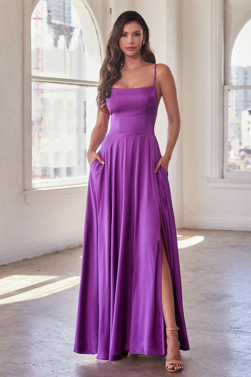 Satin A-Line Gown (B8402)