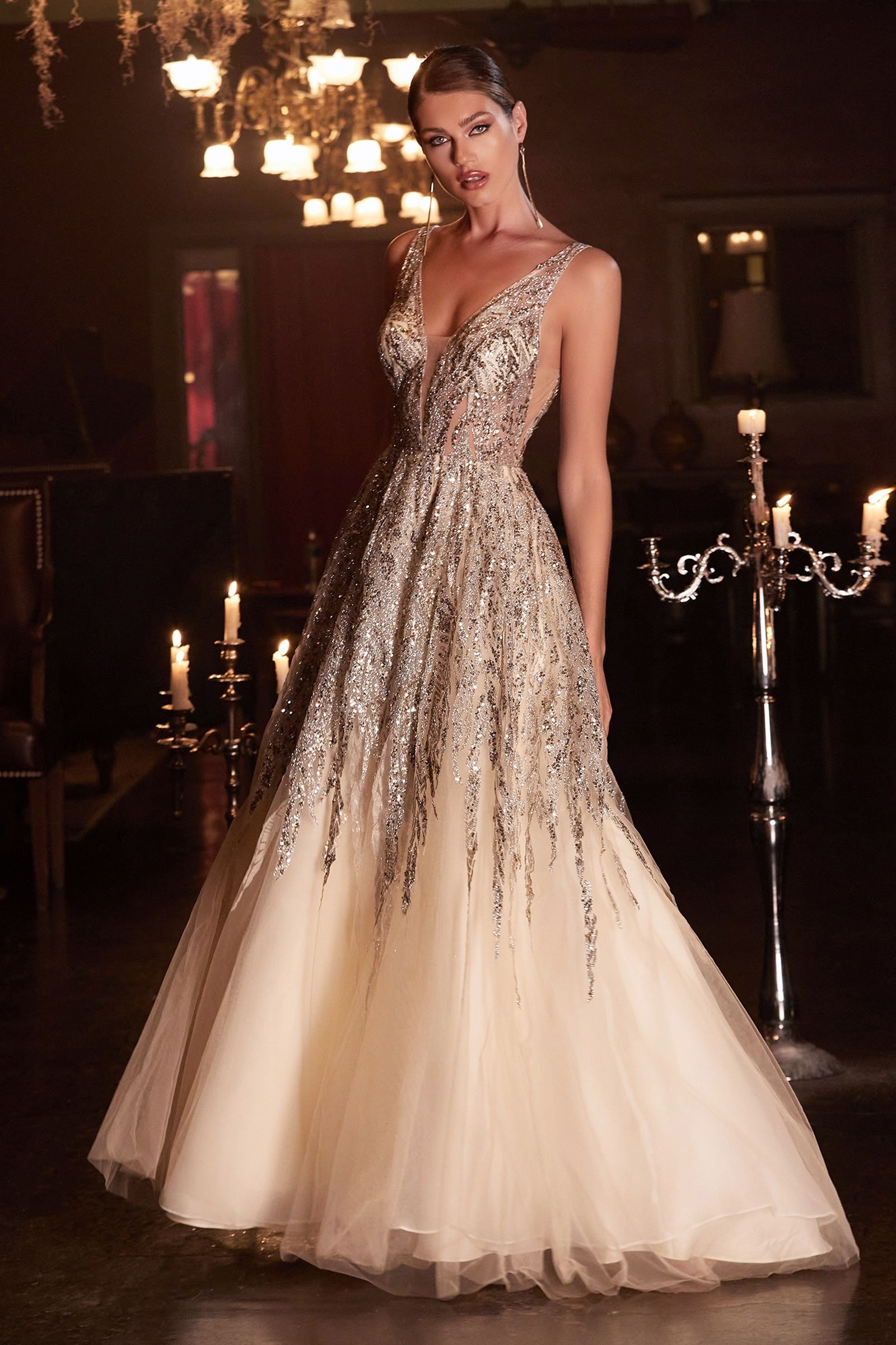 Beaded Shimmer Ball Gown (C135)