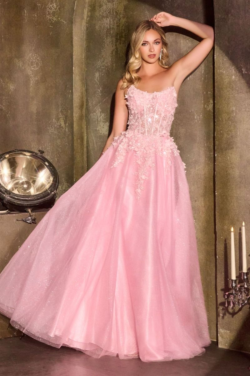 Embellished Scoop Neck Bodice with Glitter Tulle Skirt (C174)