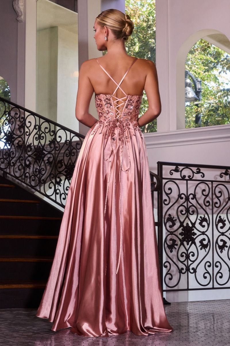 Satin & Lace A-Line Dress (C179)