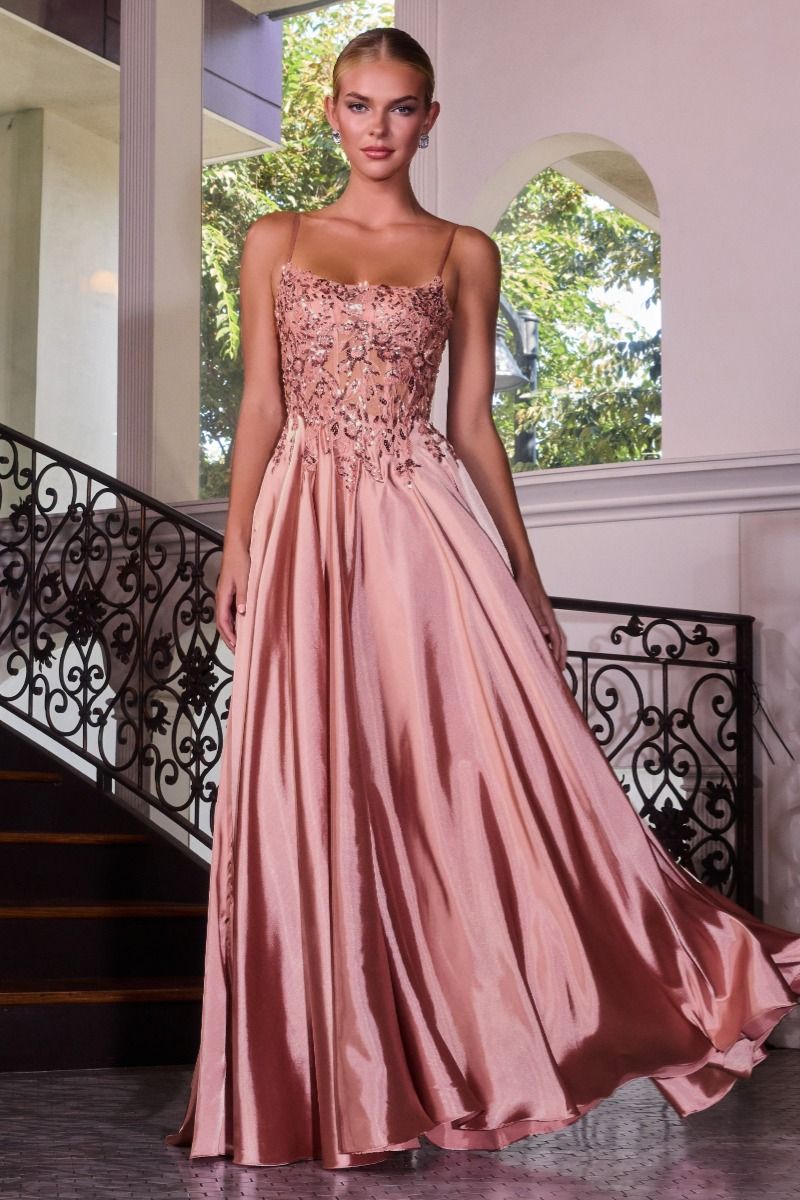 Satin & Lace A-Line Dress (C179)