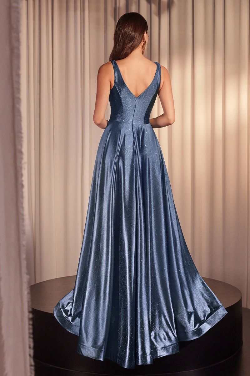 Glimmering Stretch Satin A-Line Dress (CC2349)